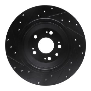 Acura TL Brake Rotor (1) - Rear Right - R1 Concepts - Drilled & Slotted - Black - `09-`14